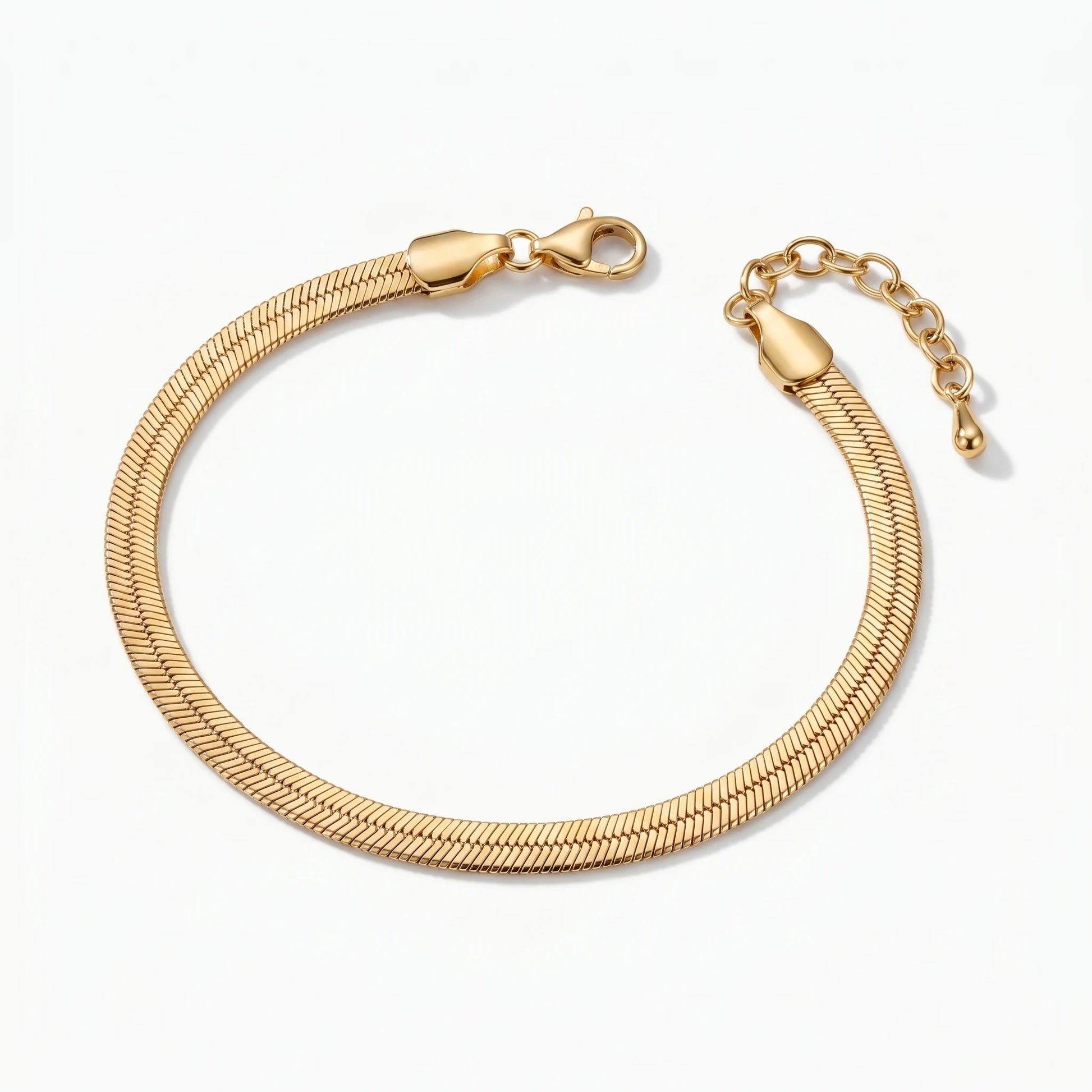 Gold flat herringbone bracelet packshot 18K stainless steel