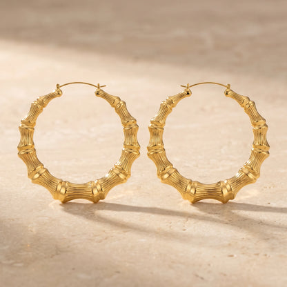 Reed-Ribbed Polished Round Earrings