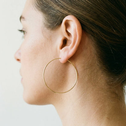 Timeless Gold Hoop Earrings side profile on-ear