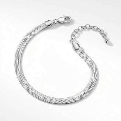 Silver flat herringbone bracelet packshot stainless steel