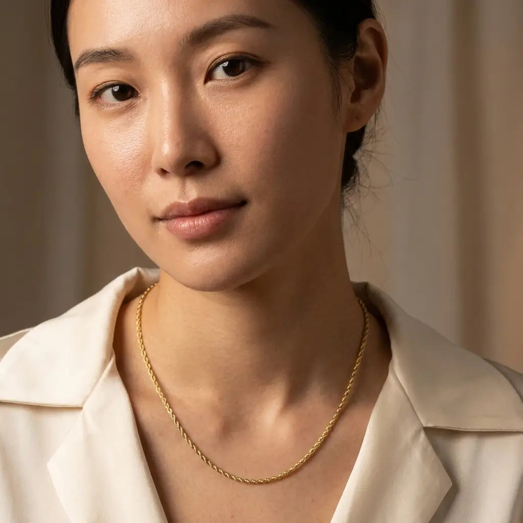 2mm Twisted Rope Necklace gold studio featured