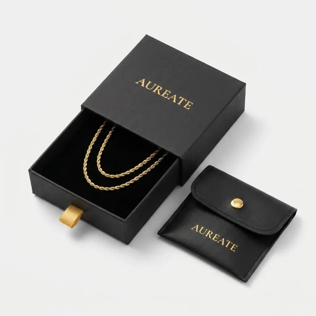 2mm Twisted Rope Necklace gold gift box
