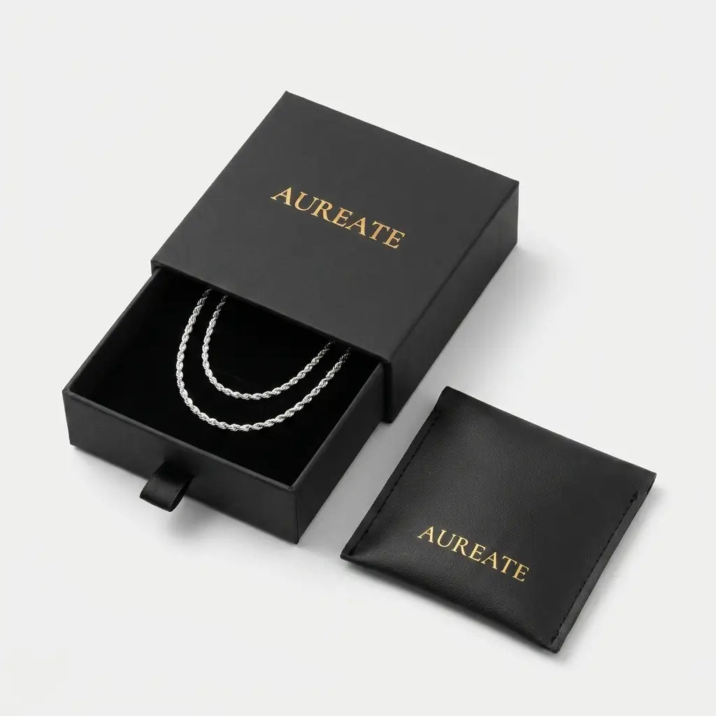 2mm Twisted Rope Necklace silver gift box