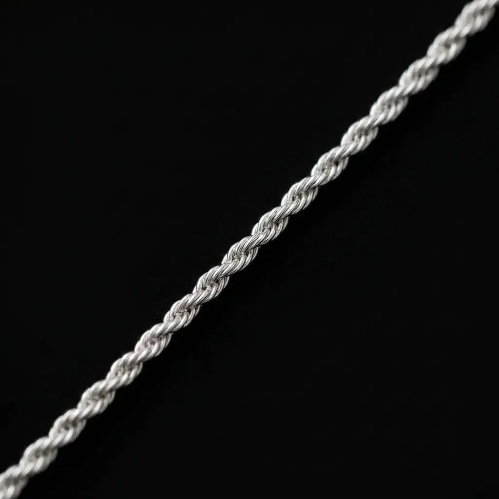 2mm Twisted Rope Necklace - Silver - Macro Detail
