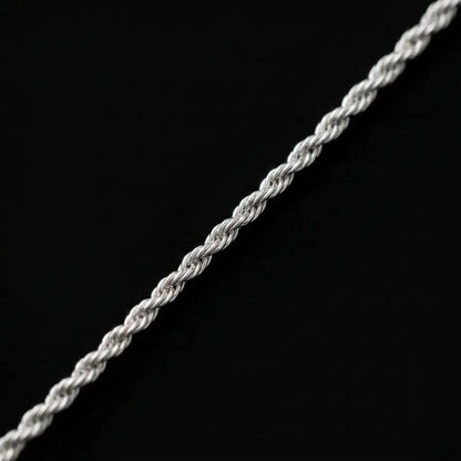 2mm Twisted Rope Necklace - Silver - Macro Detail