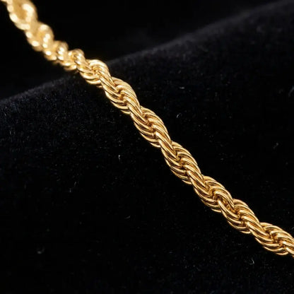 3mm Twisted Rope Chain - Gold - Macro Detail