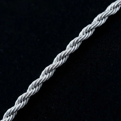 3mm Twisted Rope Chain - Silver - Macro Detail