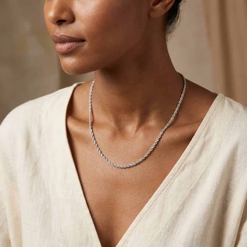 3mm Twisted Rope Chain silver studio portrait
