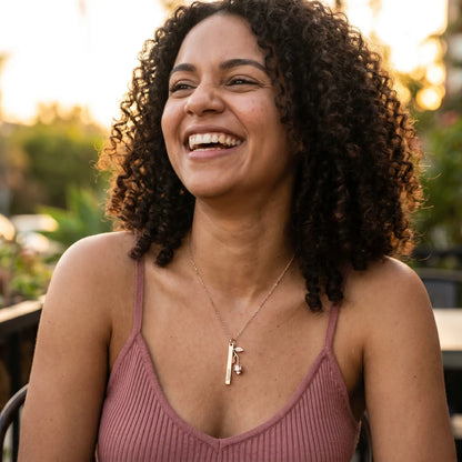 Rose Gold Engraved Bar Pendant Rose Gold Plated - lifestyle joy laugh
