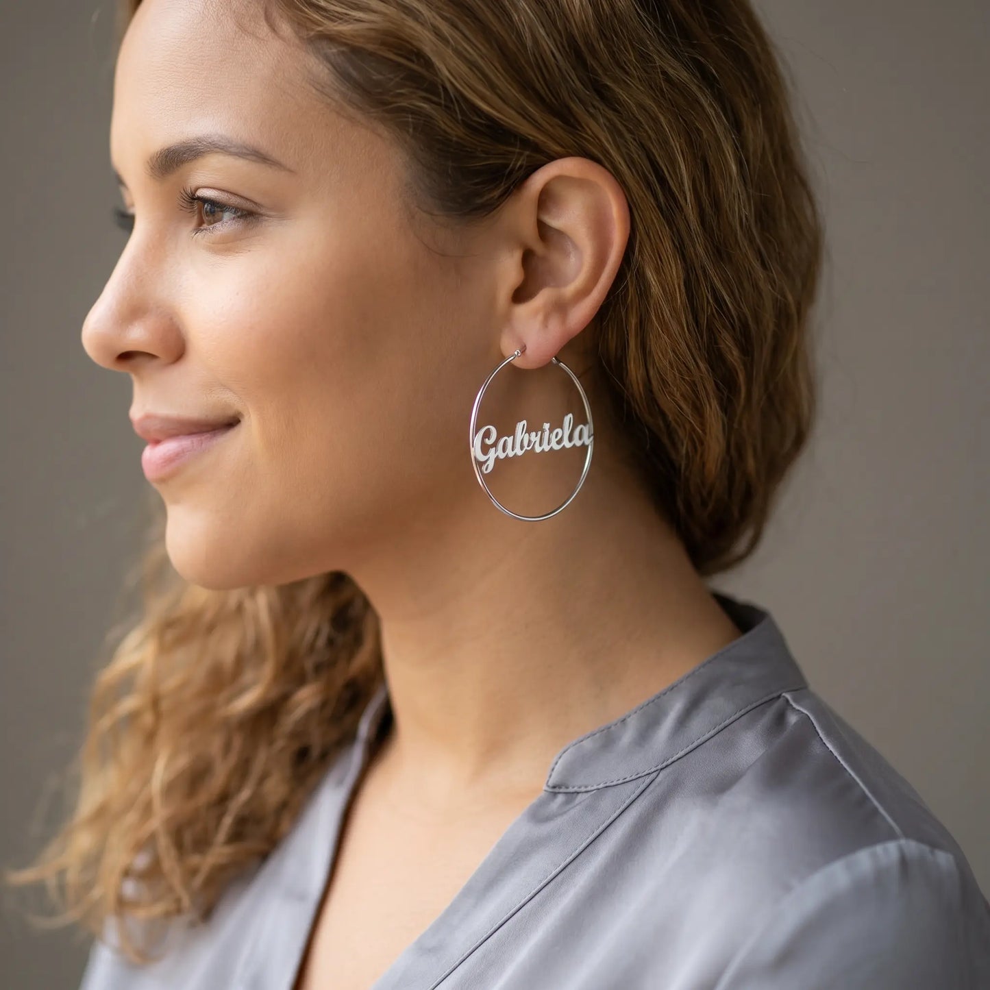 Cursive Name Hoop Earrings AUREATE Earrings  