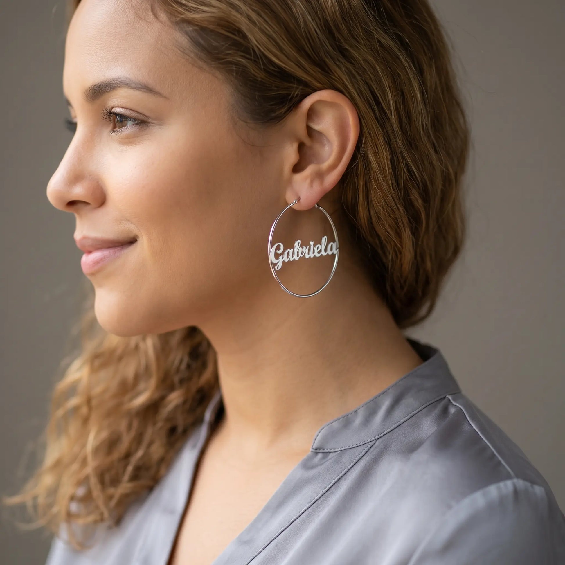 Cursive Name Hoop Earrings AUREATE Earrings  