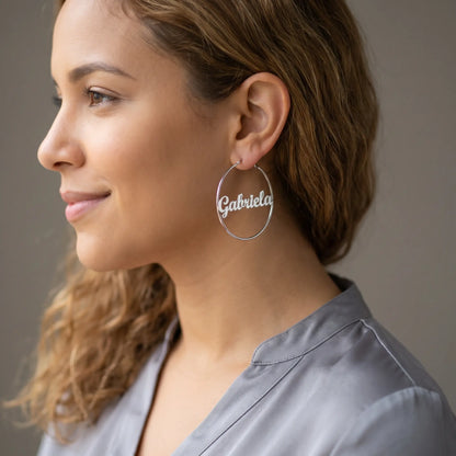 Cursive Name Hoop Earrings AUREATE Earrings  