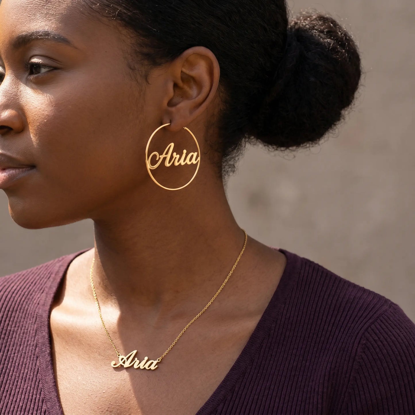 Cursive Name Hoop Earrings AUREATE Earrings  