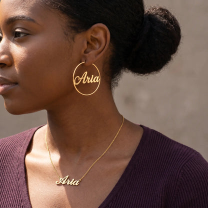 Cursive Name Hoop Earrings AUREATE Earrings  