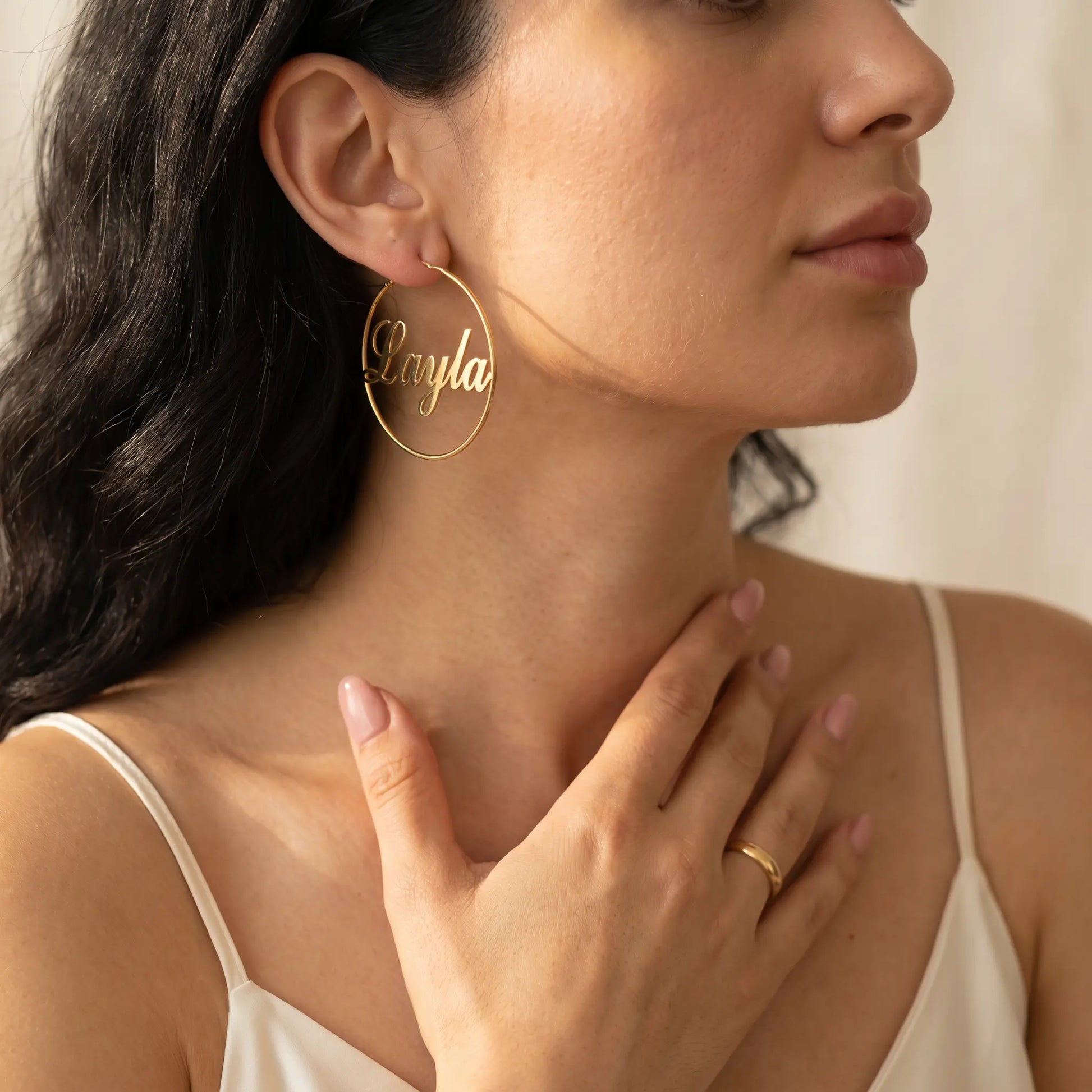 Cursive Name Hoop Earrings AUREATE Earrings  