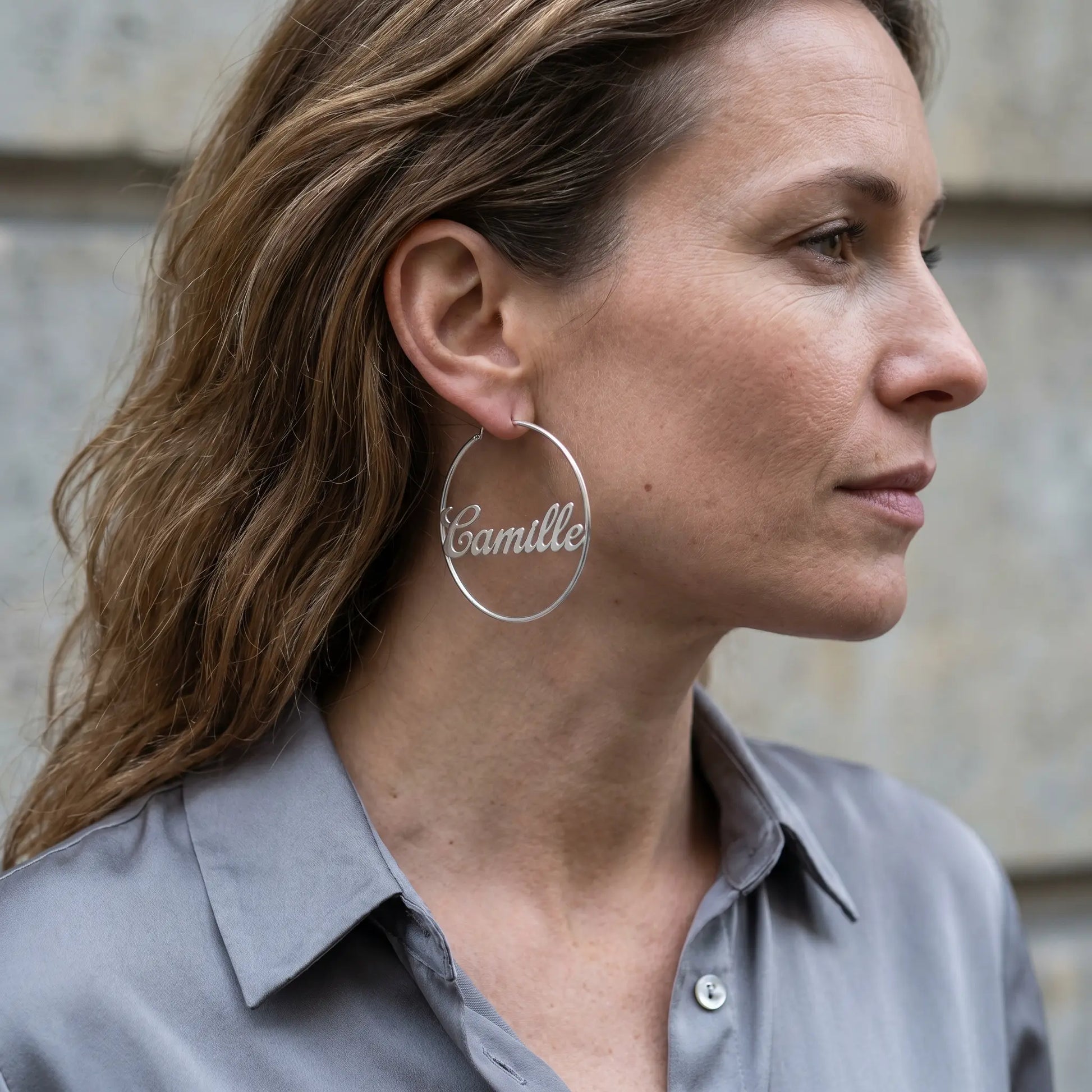 Cursive Name Hoop Earrings AUREATE Earrings  
