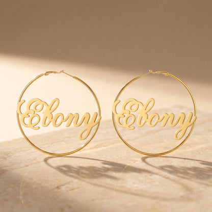 Cursive Name Hoop Earrings AUREATE Earrings  