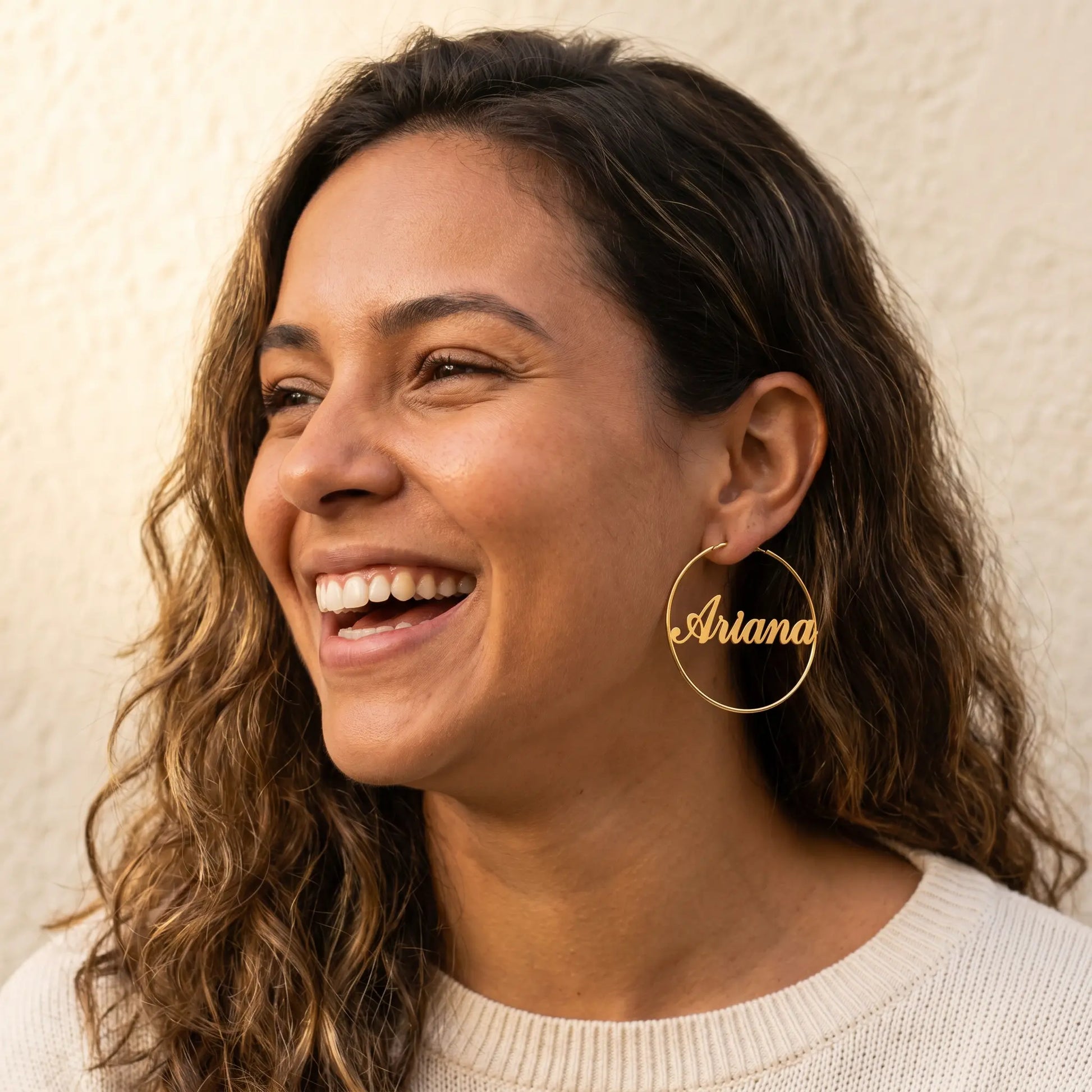 Cursive Name Hoop Earrings AUREATE Earrings  
