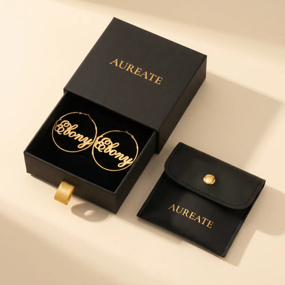 Cursive Name Hoop Earrings AUREATE Earrings  