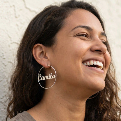 Cursive Name Hoop Earrings AUREATE Earrings  