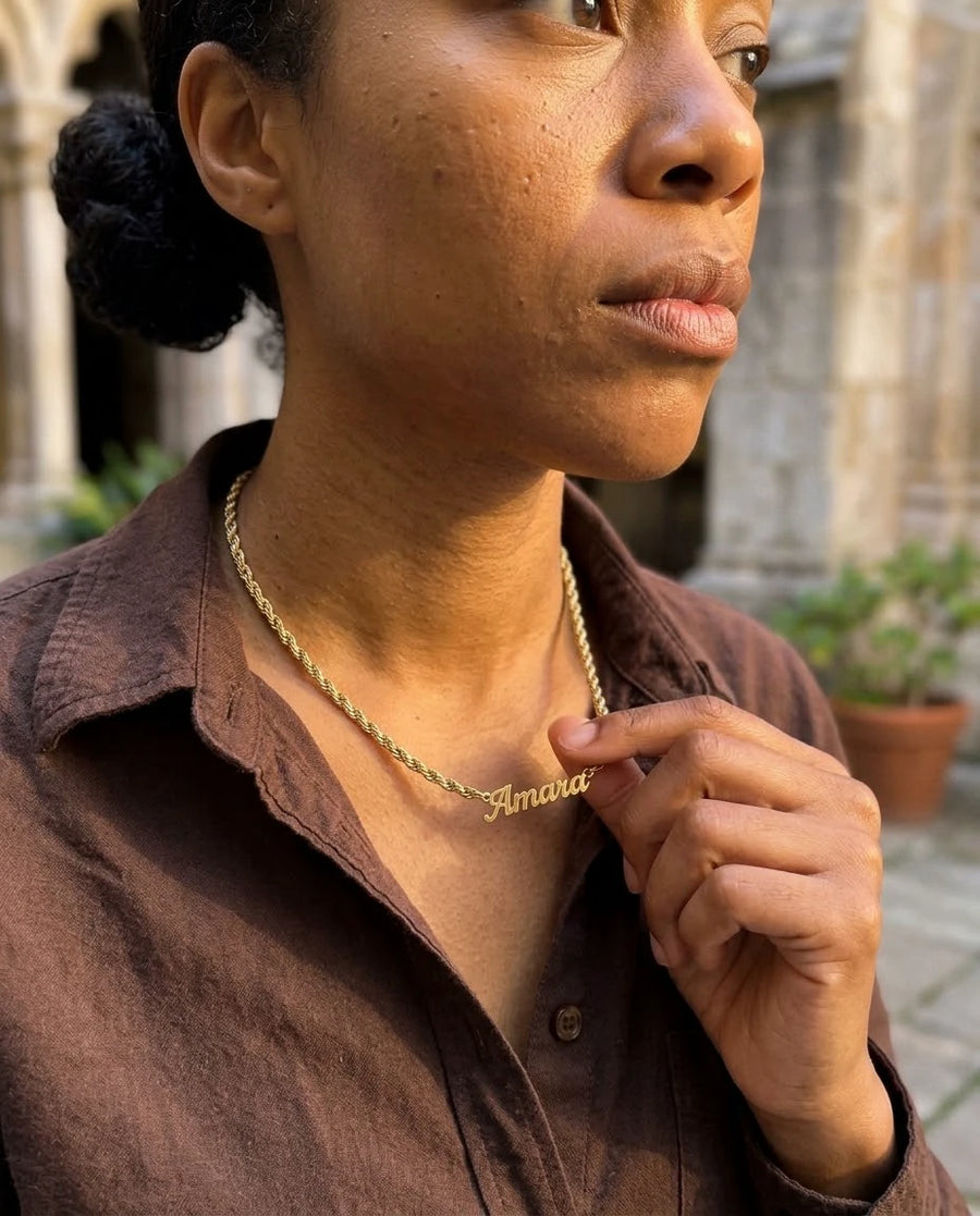 Slim 3mm Braided Twist Strand porté