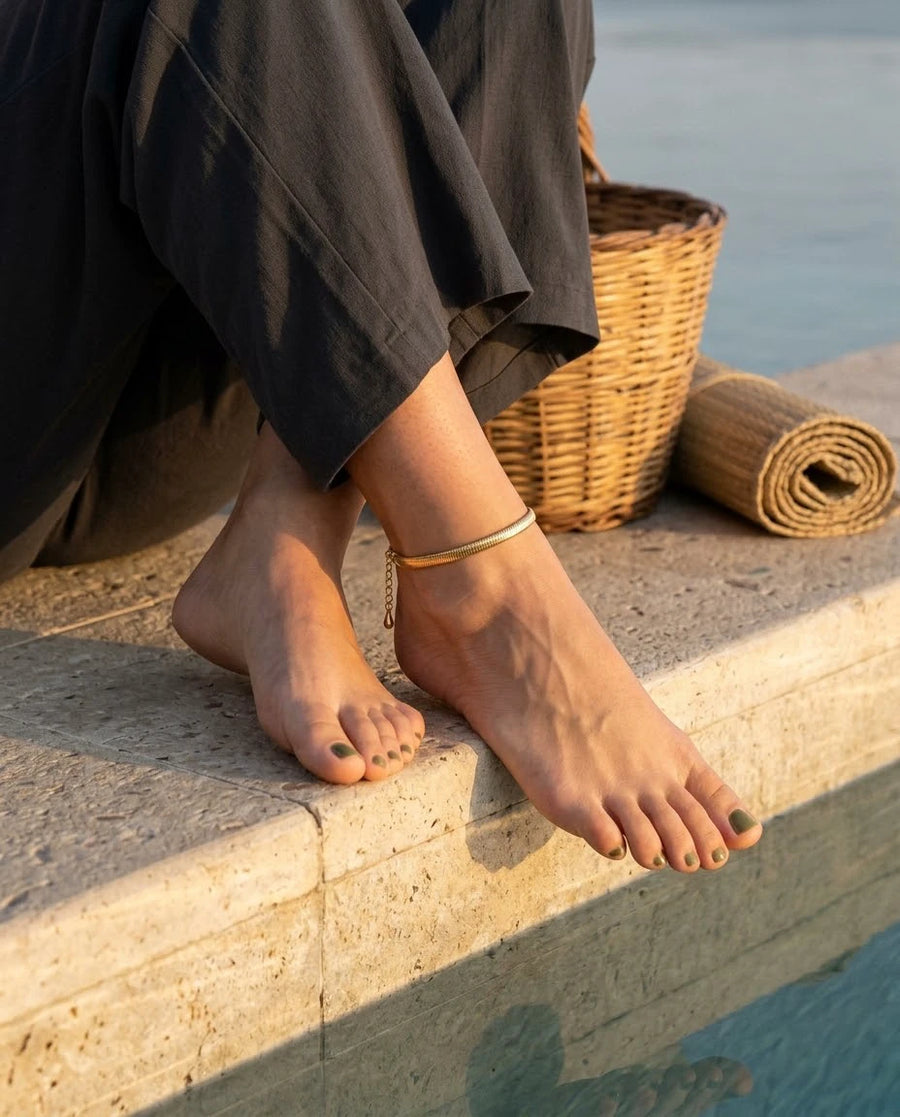 Snake Chain Anklet porté